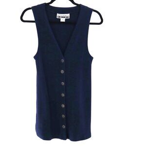Reference Point Sweater Vest Womens M Navy Y2K Retro Preppy Casual Academia 80's